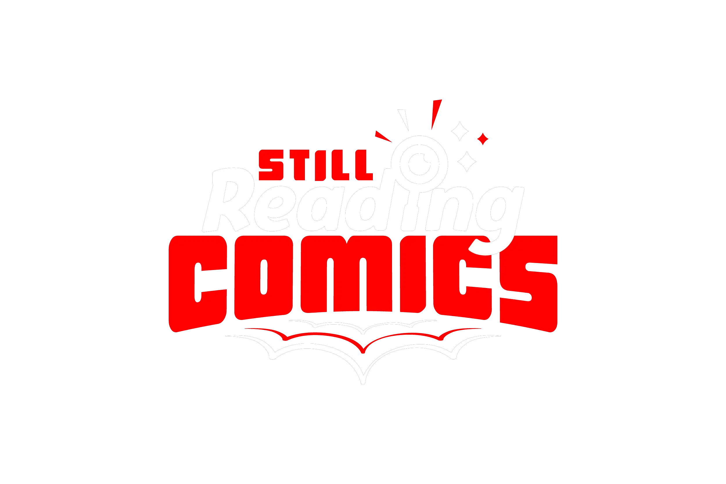 still reading comics logo dark background