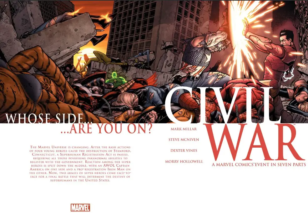 runner up for captain America best comics is Civil War and this is the cover image