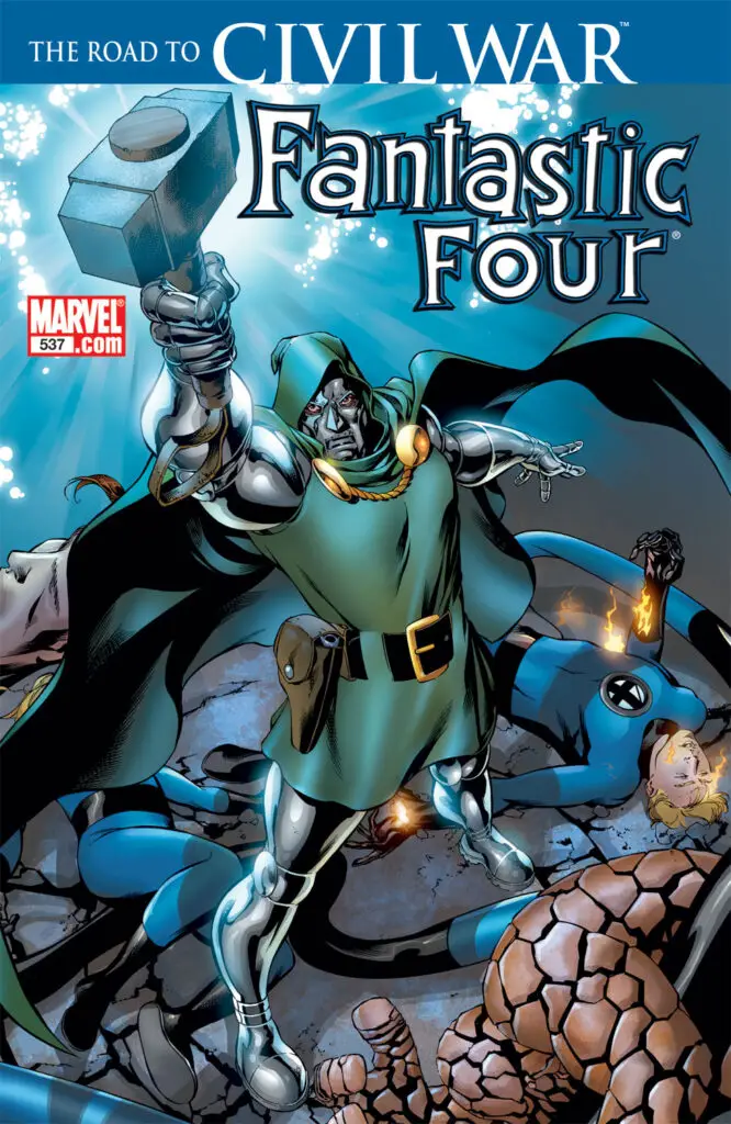 Image of Dr. Doom with Thor's Hammer for top 10 most powerful avengers post